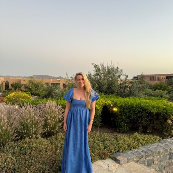 DISSH SIMONS COBALT LINEN MIDI DRESS. - Picture 7 of 10